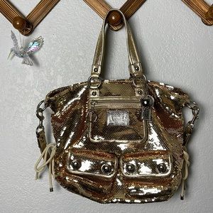 Y2K Rare Coach sequin poppy gold sequin purse